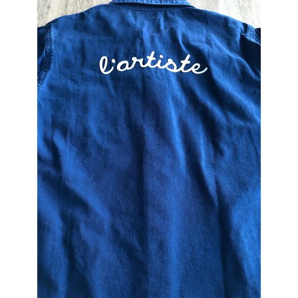 Sandrine Rose Not Yours Cut Away Collar Shirt in Indigo Blue - M - Picture 4 of 7